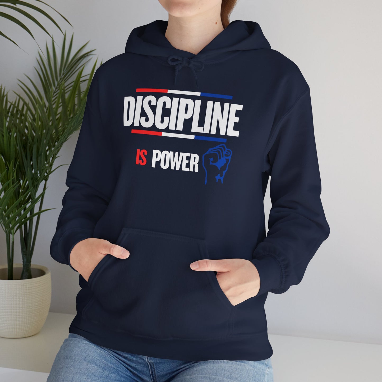 Discipline is Power Unisex Hooded Sweatshirt - Perfect for Motivational Gifts, Gym Wear, Fitness Enthusiasts, Casual Outfits, Workouts