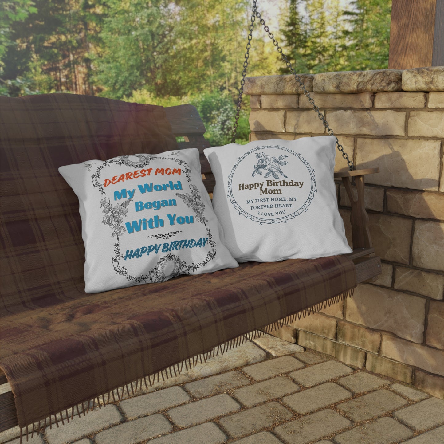 Mom's Birthday Gift Pillows - Dearest Mom, My World Began With You.