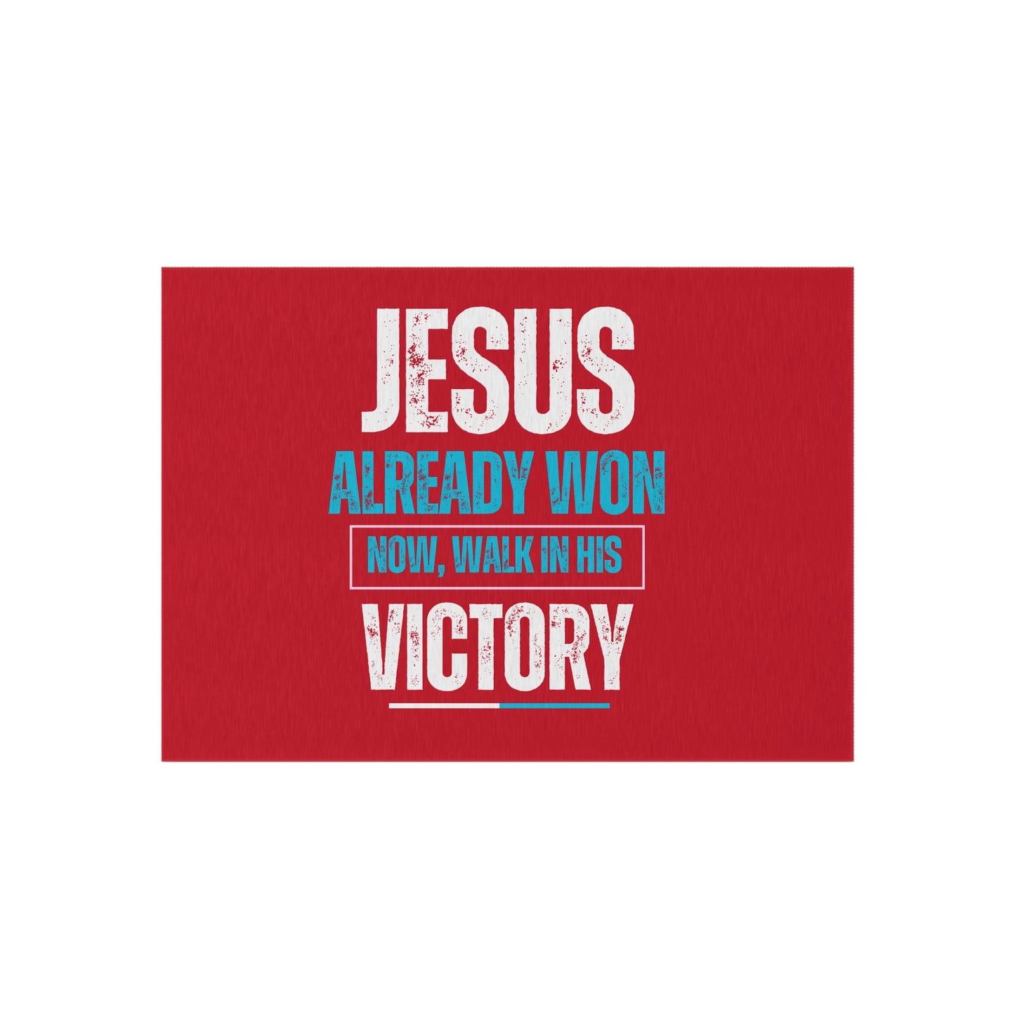 Jesus Already Won, Now Walk in His Victory Rug, Inspirational Outdoor Rug - Patio Decor, Faith-Themed Doormat, Outdoor Welcome Rug