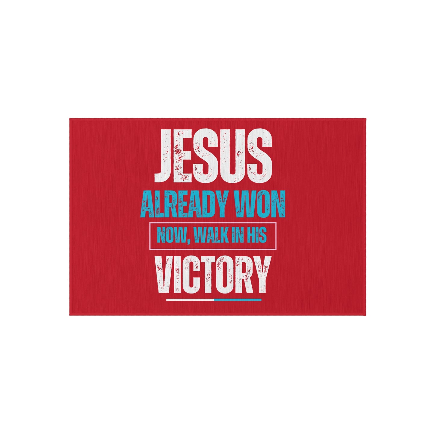 Jesus Already Won, Now Walk in His Victory Rug, Inspirational Outdoor Rug - Patio Decor, Faith-Themed Doormat, Outdoor Welcome Rug