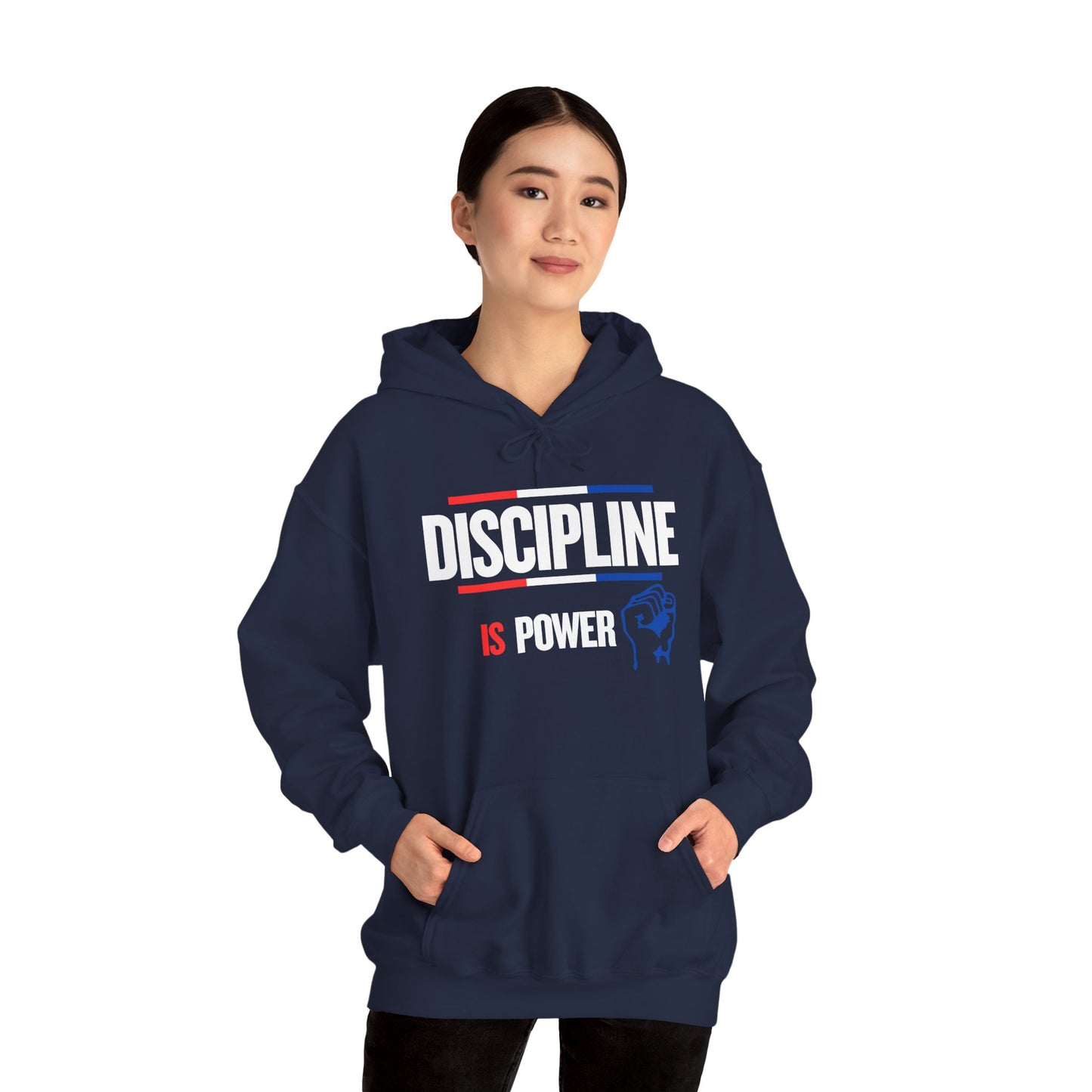 Discipline is Power Unisex Hooded Sweatshirt - Perfect for Motivational Gifts, Gym Wear, Fitness Enthusiasts, Casual Outfits, Workouts