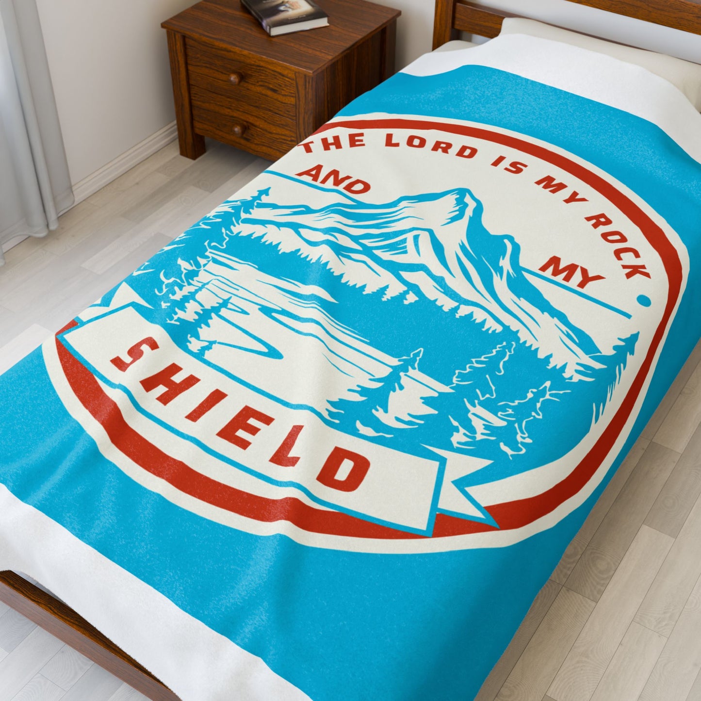 The Lord is My Rock and My Shield Inspirational Velveteen Plush Blanket