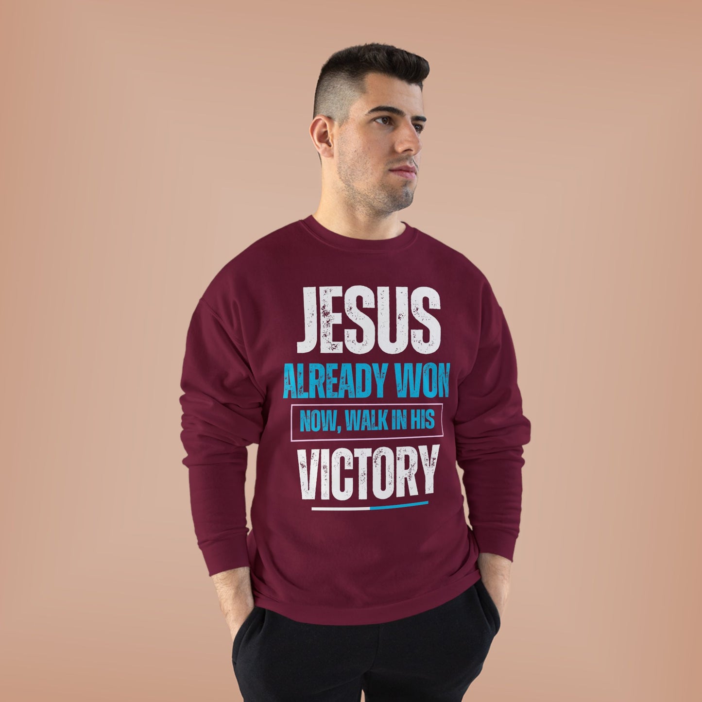 Jesus Already Won Faith-Based Graphic Sweatshirt, Unisex Crewneck, Inspirational Apparel, Christian