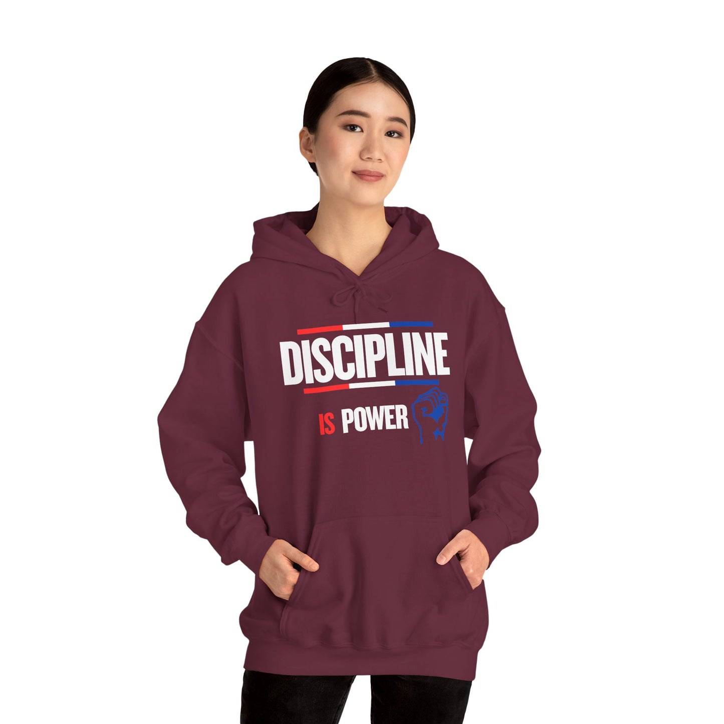 Discipline is Power Unisex Hooded Sweatshirt - Perfect for Motivational Gifts, Gym Wear, Fitness Enthusiasts, Casual Outfits, Workouts