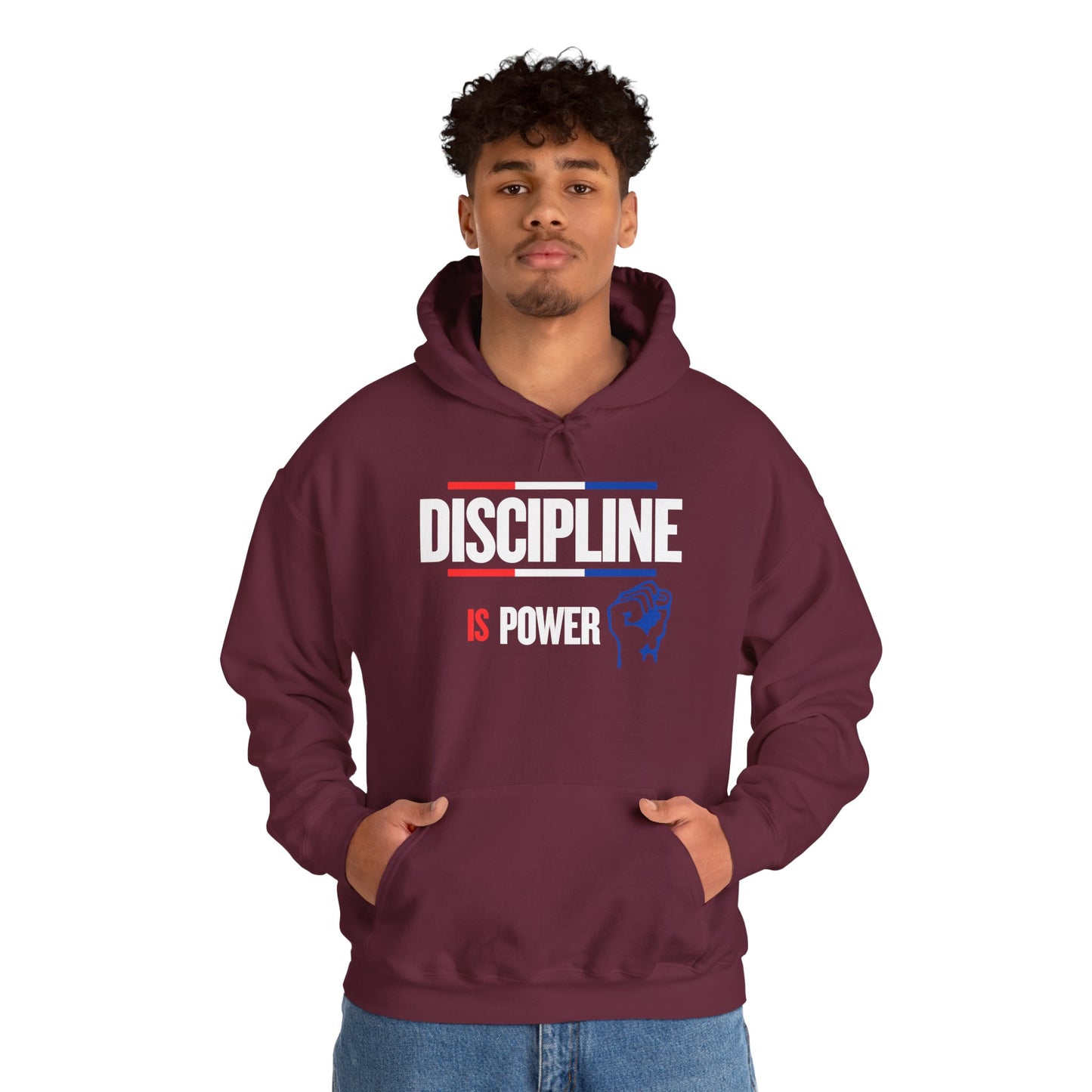 Discipline is Power Unisex Hooded Sweatshirt - Perfect for Motivational Gifts, Gym Wear, Fitness Enthusiasts, Casual Outfits, Workouts