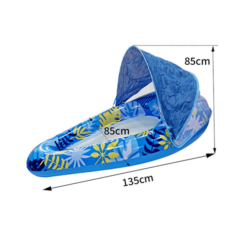 Thick Large Swimming Pool Float With Cup Holder And Sunshade, Essential For Pool Parties And Beaches, Comes With A Manual Air Pump