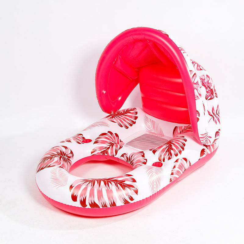 Thick Large Swimming Pool Float With Cup Holder And Sunshade, Essential For Pool Parties And Beaches, Comes With A Manual Air Pump