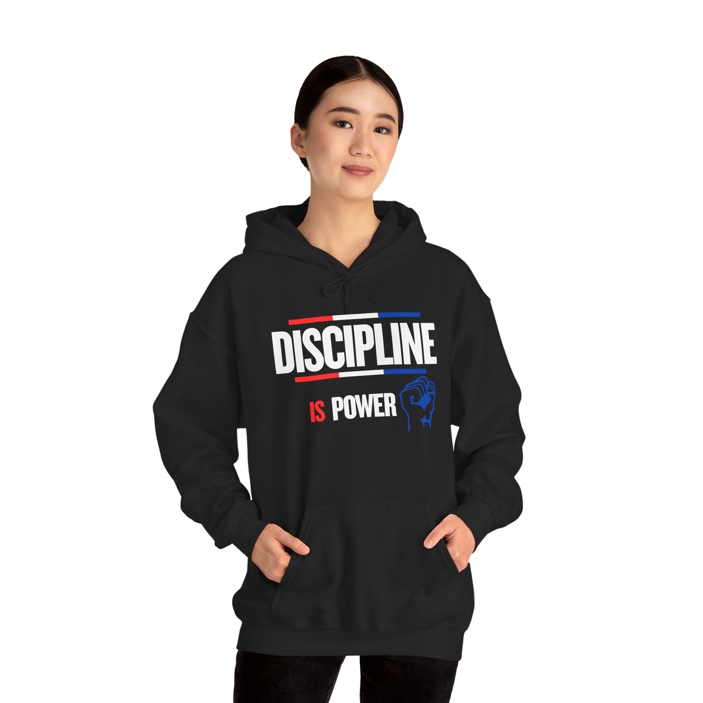 Discipline is Power Unisex Hooded Sweatshirt - Perfect for Motivational Gifts, Gym Wear, Fitness Enthusiasts, Casual Outfits, Workouts