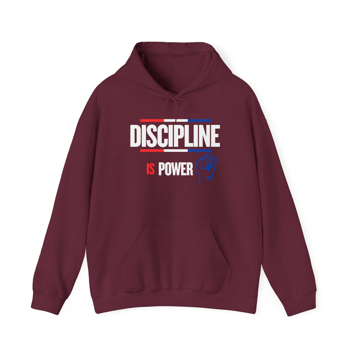 Discipline is Power Unisex Hooded Sweatshirt - Perfect for Motivational Gifts, Gym Wear, Fitness Enthusiasts, Casual Outfits, Workouts