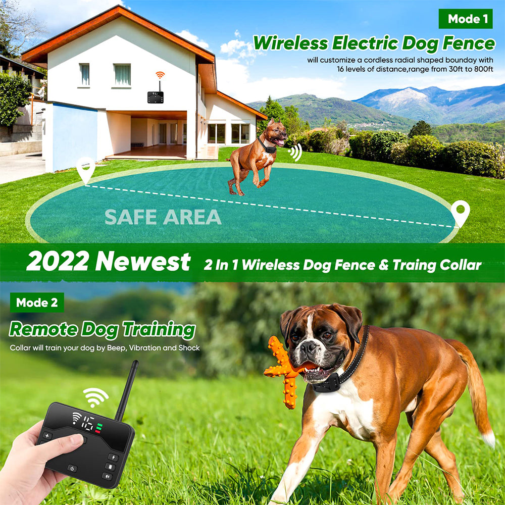 Outdoor Fence Remote Control Dog Trainer Electric Shock Collar Stop Barking