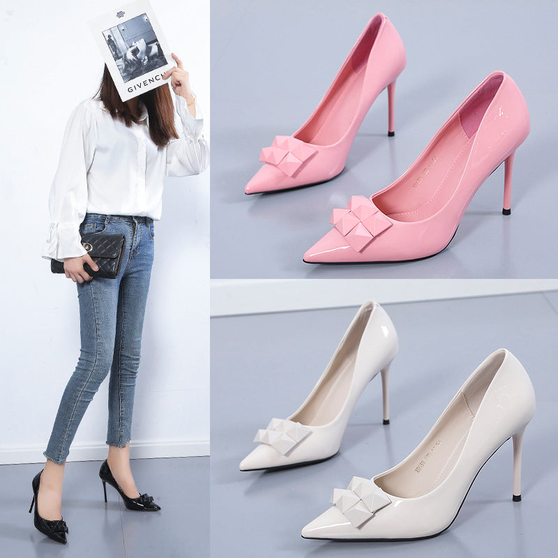 Pointed Toe Bag Sexy European And American Black Thin Shoes Women's Heel Shoes