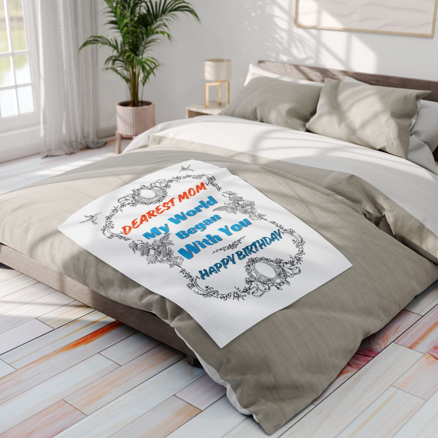 Mom's Birthday Gift Fleece Blanket - Dearest Mom, My World Began With You.