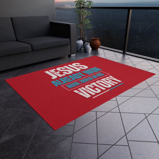 Jesus Already Won, Now Walk in His Victory Rug, Inspirational Outdoor Rug - Patio Decor, Faith-Themed Doormat, Outdoor Welcome Rug