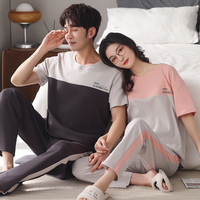 Couple Pajamas Men's Cotton Red Animal Year Trousers Short Sleeve Home Clothes Set