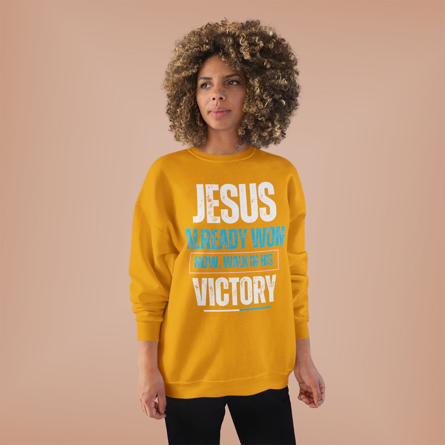 Jesus Already Won Faith-Based Graphic Sweatshirt, Unisex Crewneck, Inspirational Apparel, Christian