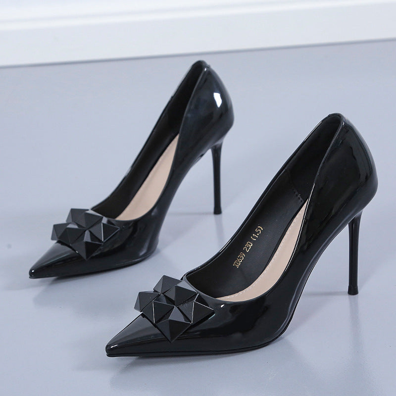 Pointed Toe Bag Sexy European And American Black Thin Shoes Women's Heel Shoes