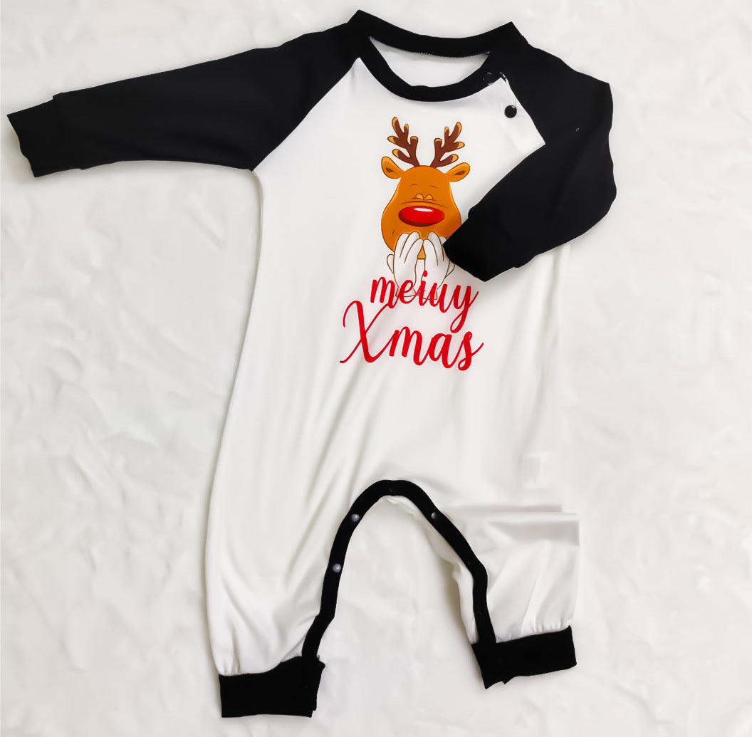 New Style Deer Letter Lattice Christmas Parent-child Pajamas for the Family