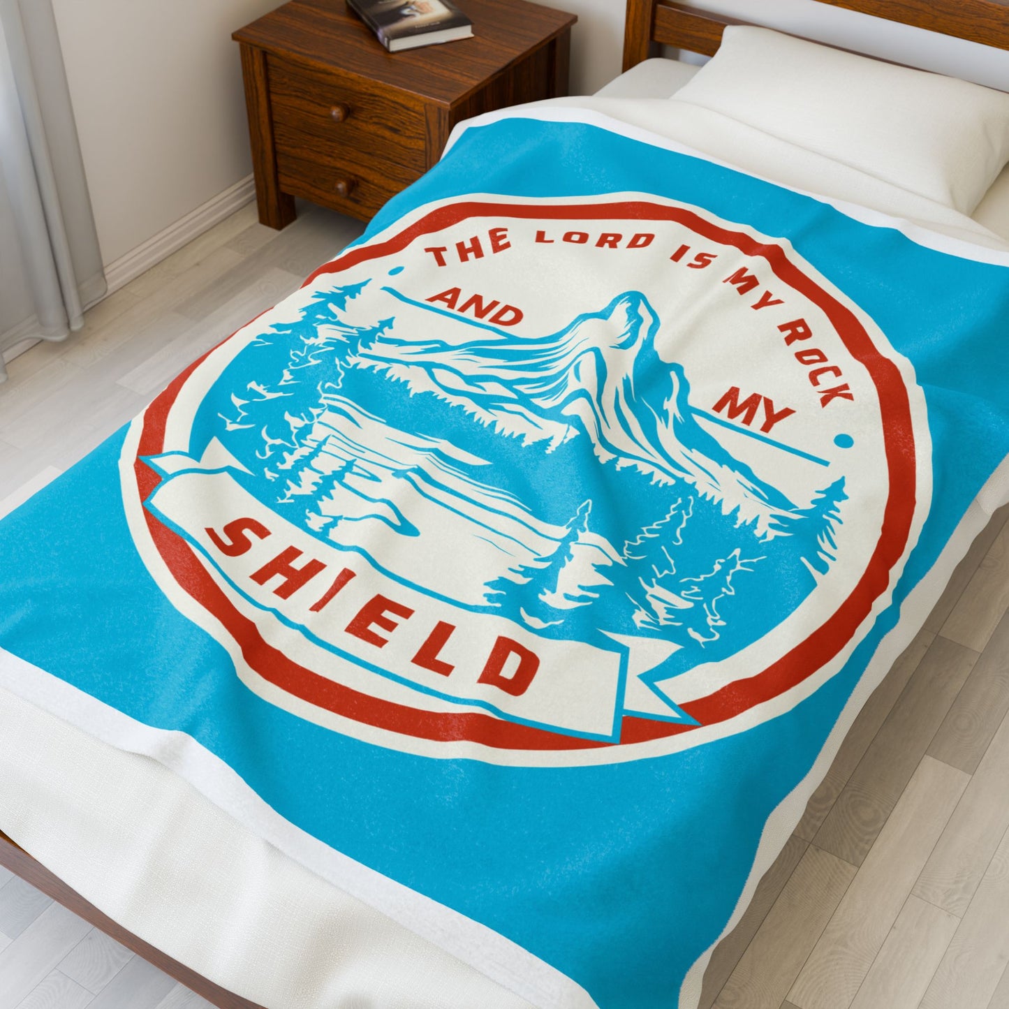 The Lord is My Rock and My Shield Inspirational Velveteen Plush Blanket