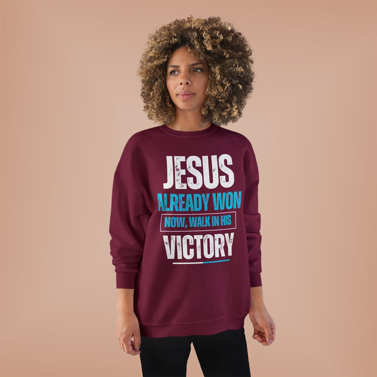 Jesus Already Won Faith-Based Graphic Sweatshirt, Unisex Crewneck, Inspirational Apparel, Christian