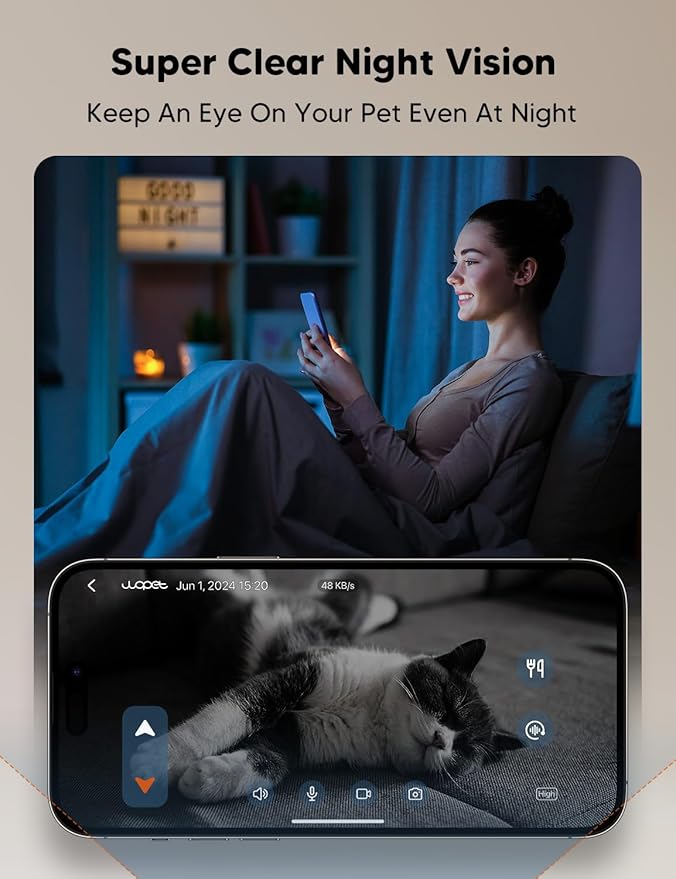 6L Automatic Dog Feeder with HD Video and Night Vision, 5G/2.4G WiFi Pet Feeder for Cats & Dogs, SD Card Storage & 2-Way Audio