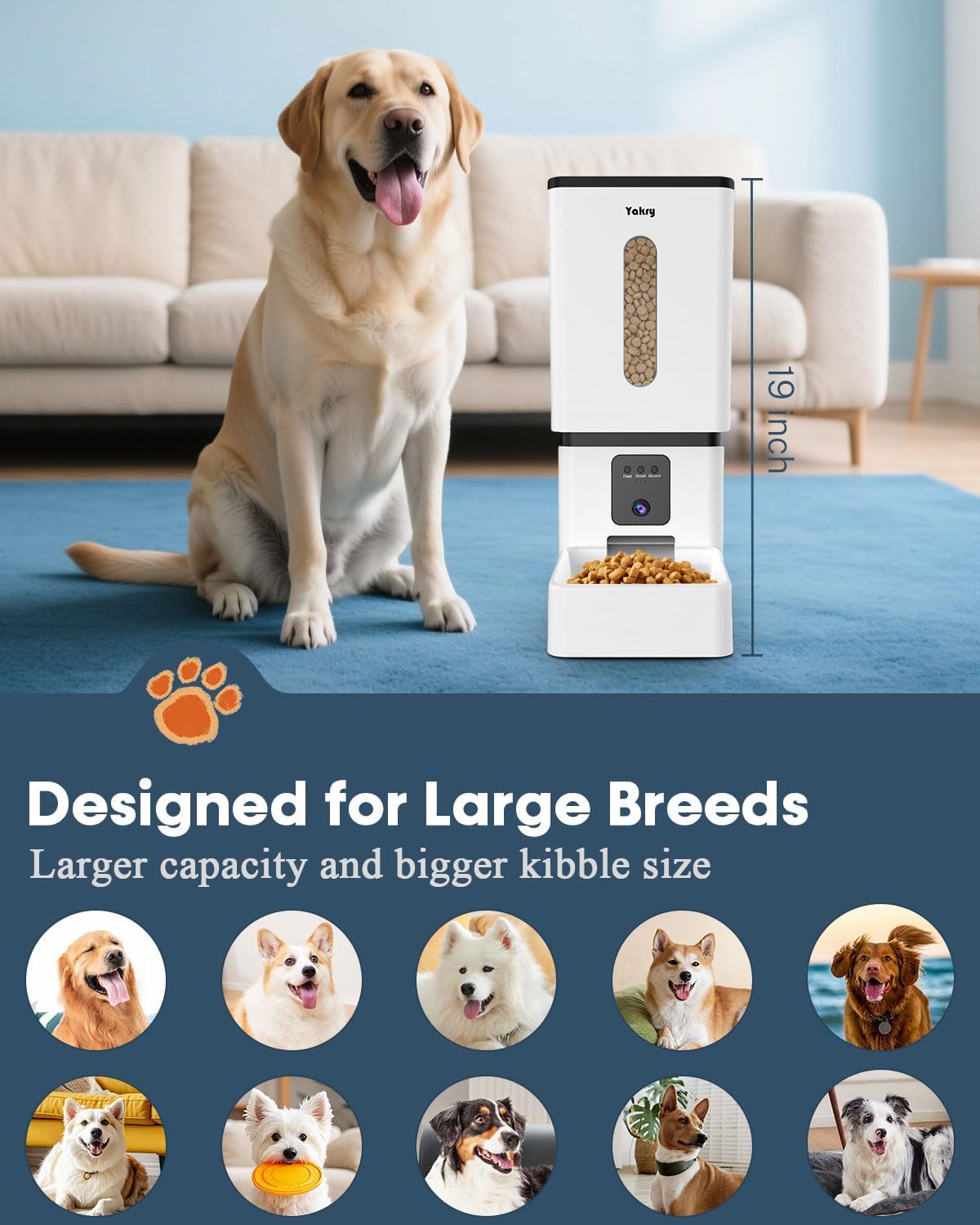 Automatic Dog Feeder Large Breed with Camera - 12L/50 Cups 5G WiFi App Control Dog Food Dispenser, Easy Setup, HD 1080P Video with Night Vision