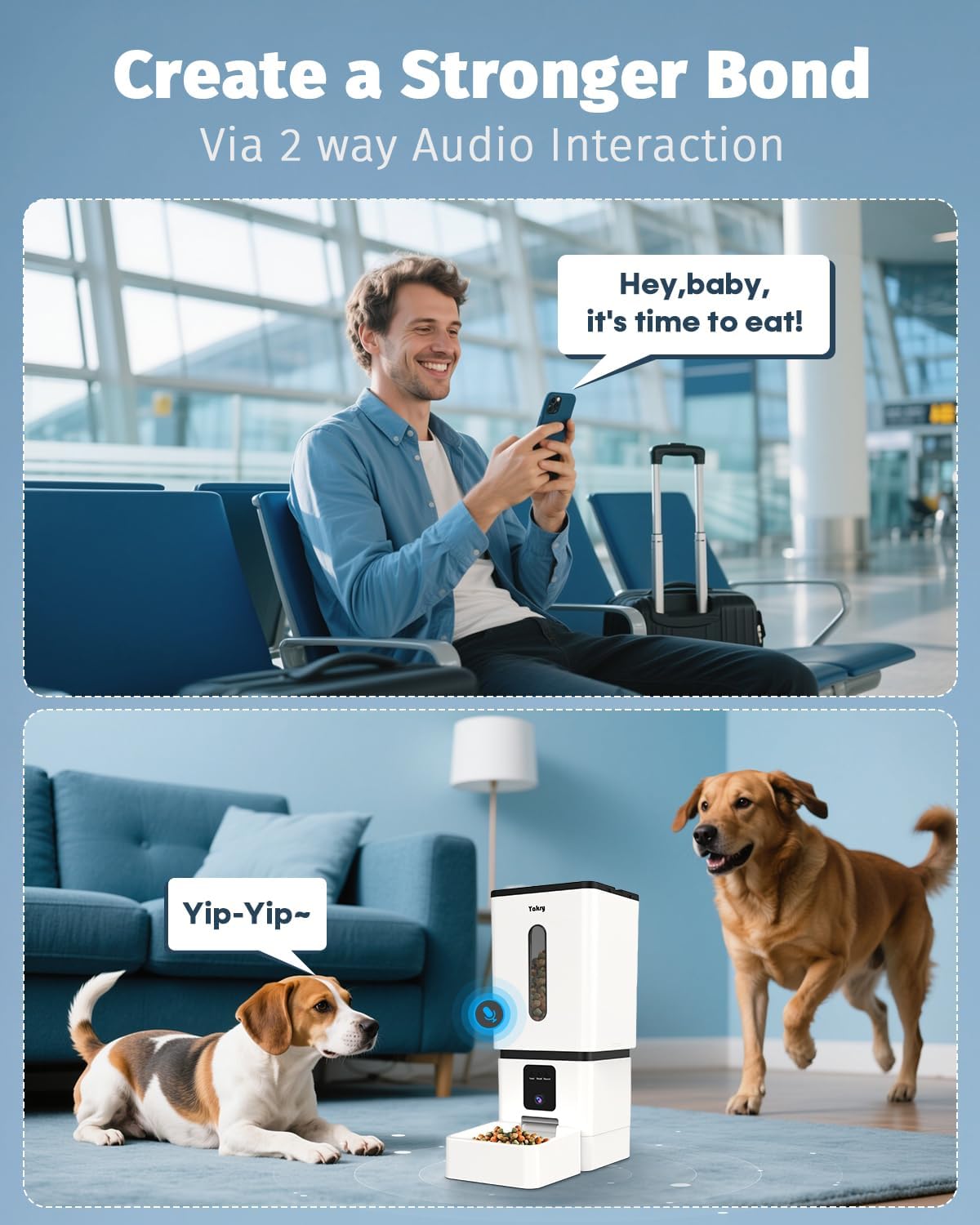 Automatic Dog Feeder Large Breed with Camera - 12L/50 Cups 5G WiFi App Control Dog Food Dispenser, Easy Setup, HD 1080P Video with Night Vision