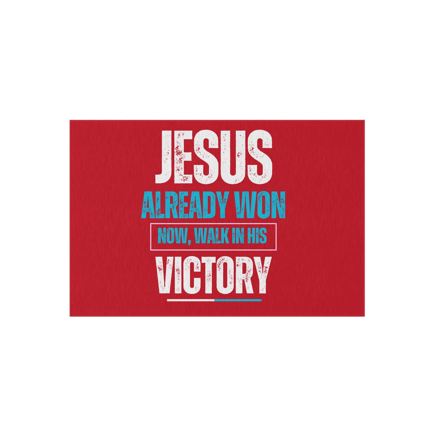 Jesus Already Won, Now Walk in His Victory Rug, Inspirational Outdoor Rug - Patio Decor, Faith-Themed Doormat, Outdoor Welcome Rug