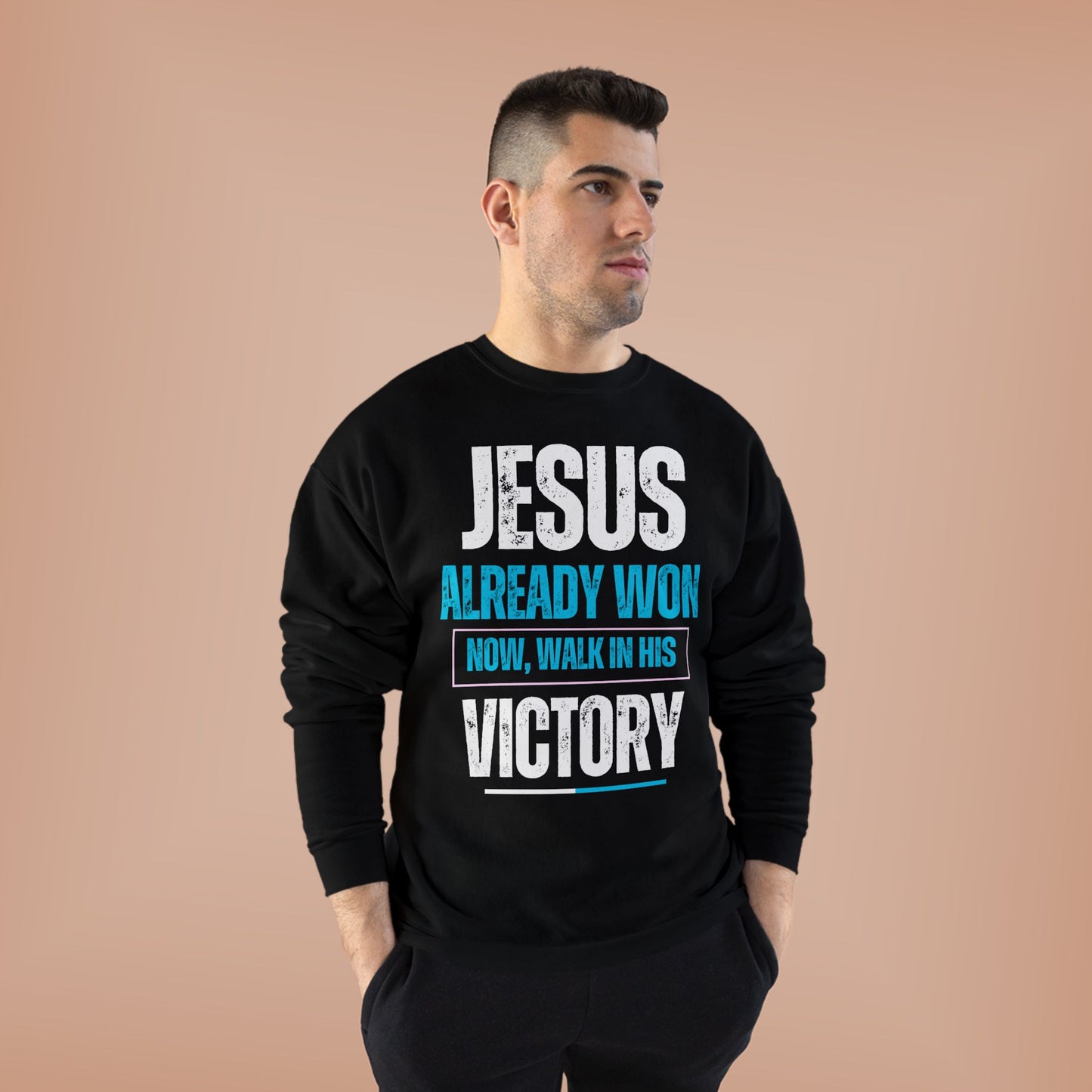 Jesus Already Won Faith-Based Graphic Sweatshirt, Unisex Crewneck, Inspirational Apparel, Christian