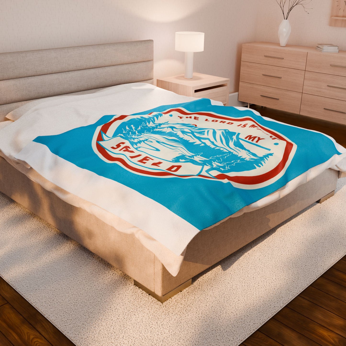 The Lord is My Rock and My Shield Inspirational Velveteen Plush Blanket