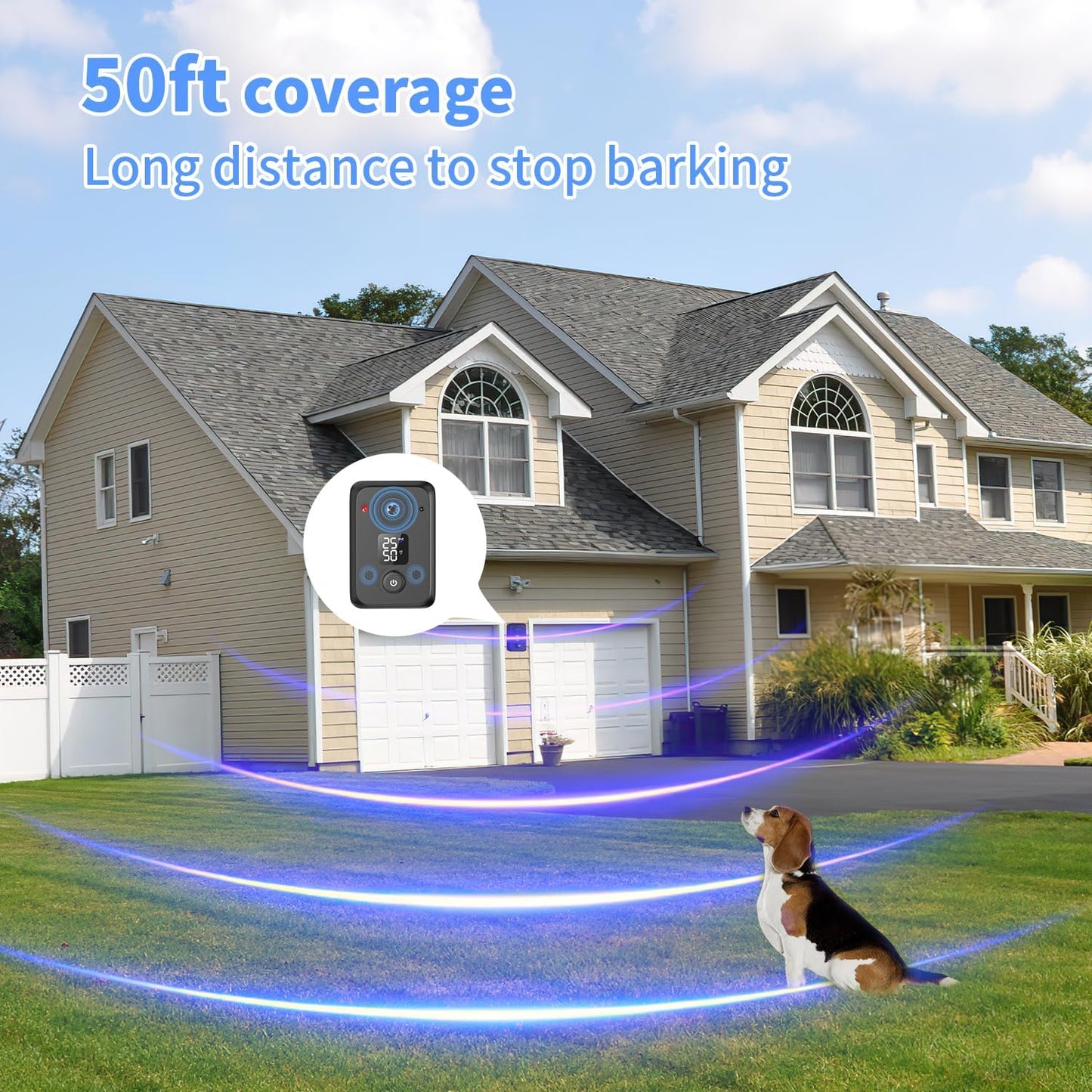 Anti Barking Device for Dogs,50FT Effective Range bark Deterrent Device,3 Modes Rechargeable,Fit All Breeds&Size Dog Black,Medium