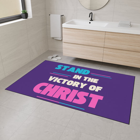 Stand in The Victory of Christ Floor Mat, Christian Home Decor, Heavy Duty Door Mat, Inspirational Rug, Faith-Based Gift