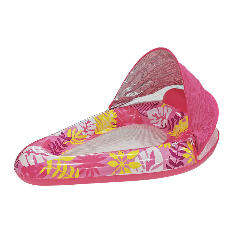 Thick Large Swimming Pool Float With Cup Holder And Sunshade, Essential For Pool Parties And Beaches, Comes With A Manual Air Pump