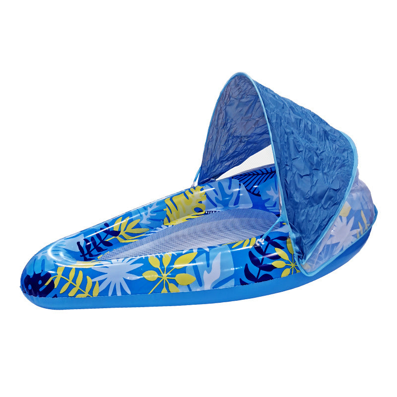 Thick Large Swimming Pool Float With Cup Holder And Sunshade, Essential For Pool Parties And Beaches, Comes With A Manual Air Pump