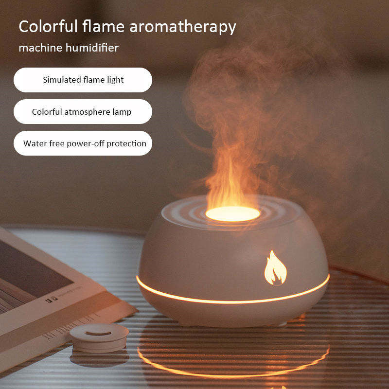 Home Decor - Flame Humidifier Aromatherapy Diffuser 7 Colors Light Home Air Humidifier 130ML USB Room Fragrance Essential Oil Diffuser