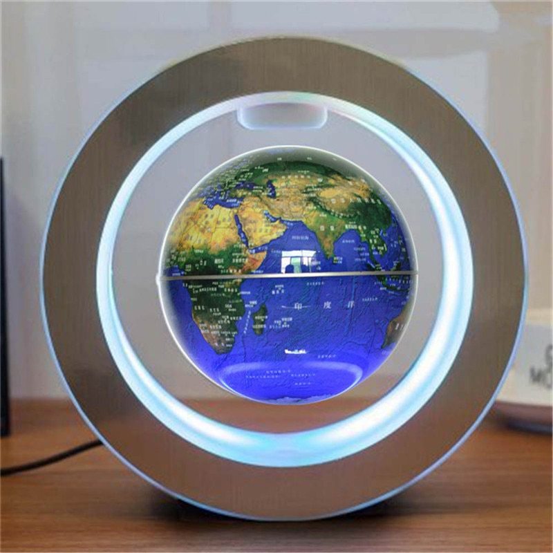 Office Decor - Round LED World Map Floating Globe Magnetic Levitation Light Anti Gravity Magic