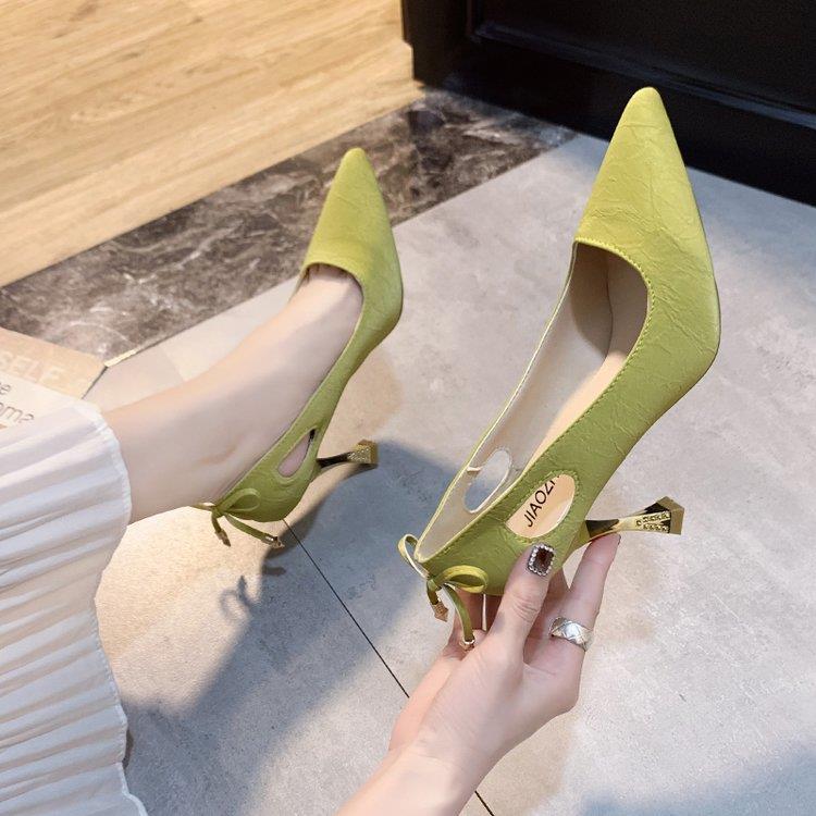 Shallow Mouth Pointed Sexy Net Red French Hollow High Heels